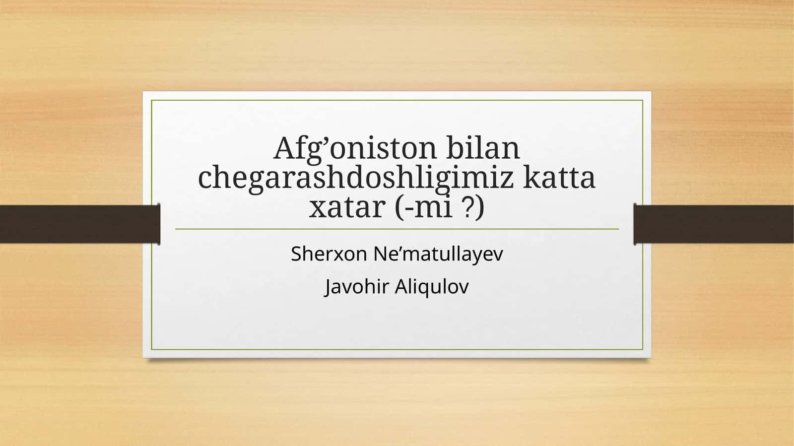 Afg’onistonbilanchegarashdoshligimizkattaxatar(-mi?)