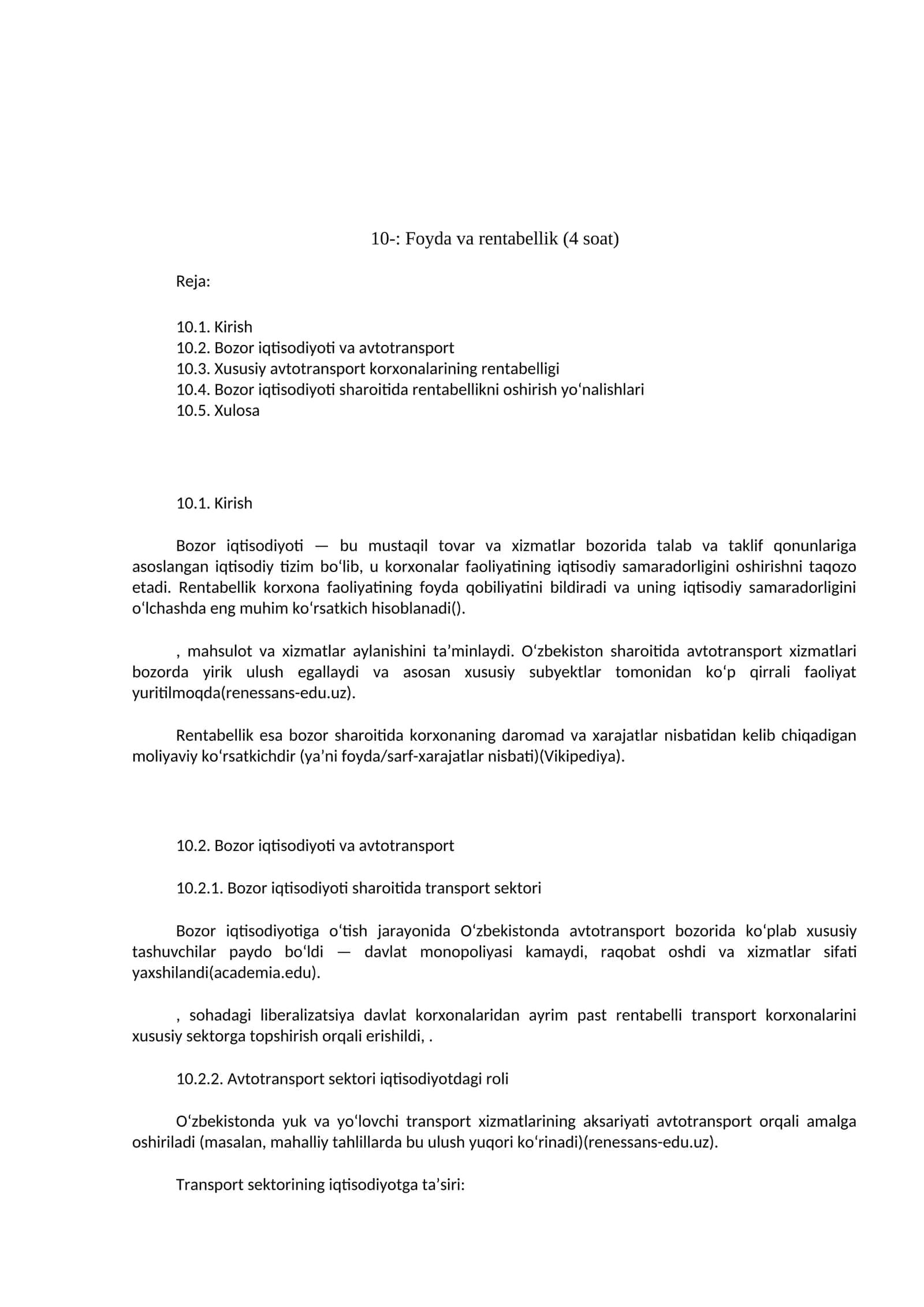 Foyda va rentabellik