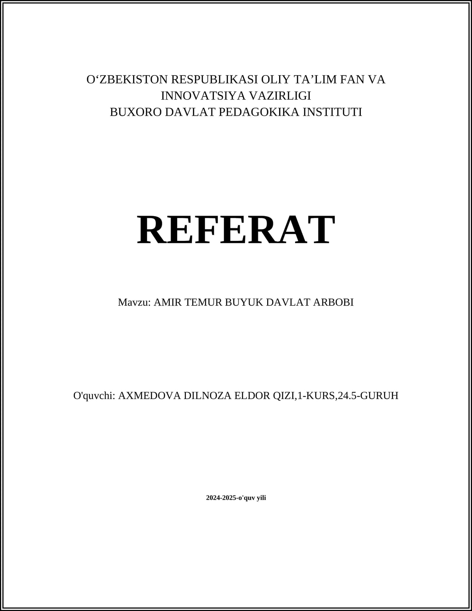 Amir Temur Buyuk Davlat Arbob