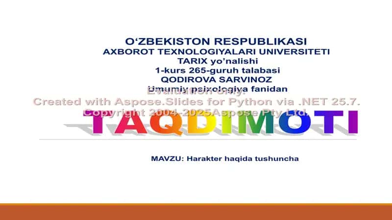 Xarakter haqida tushuncha