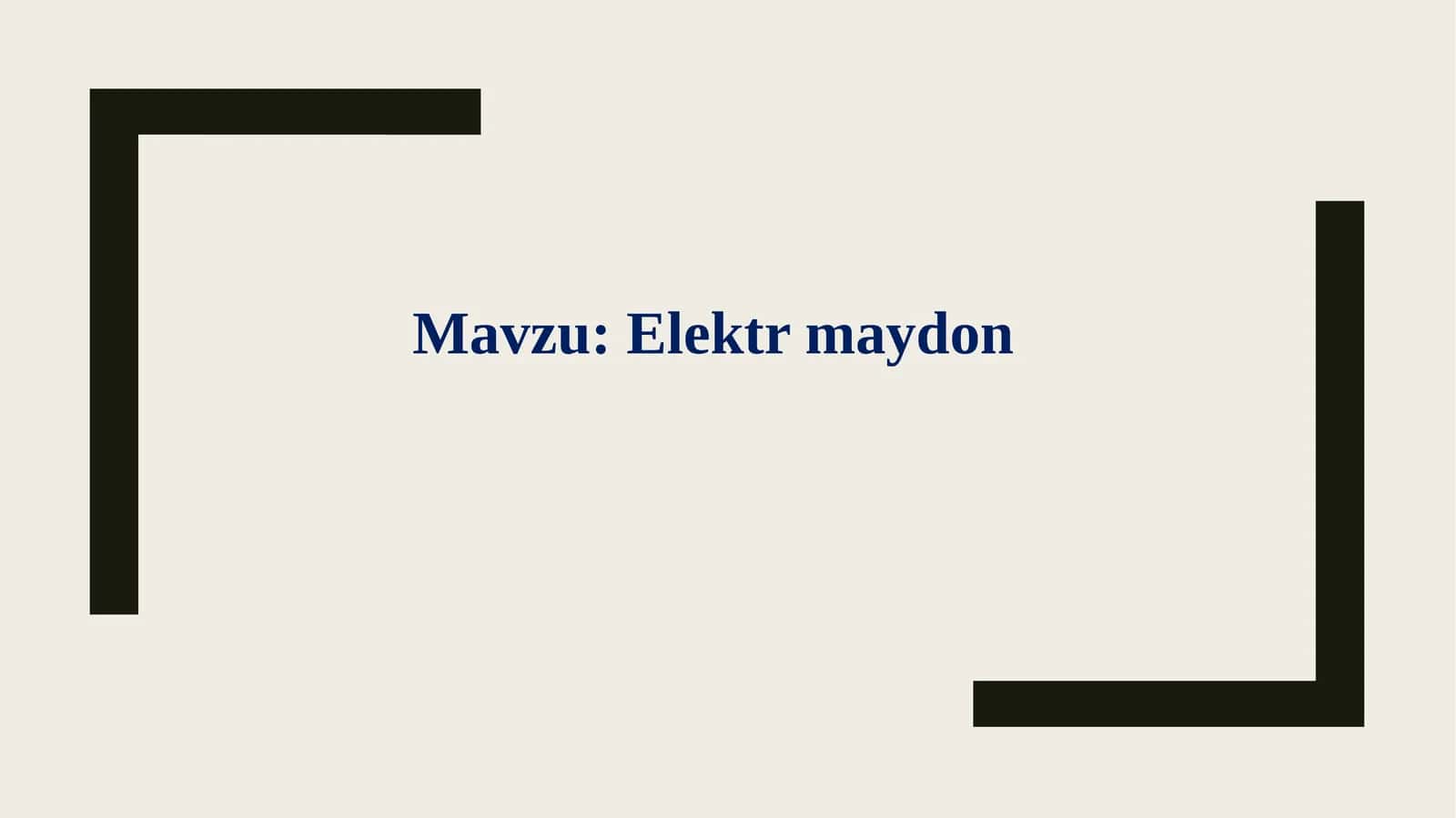 Elektr maydon