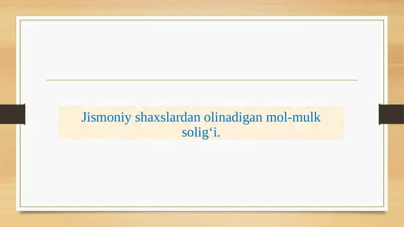 Мол-мулк солиғининг иқтисодий моҳияти