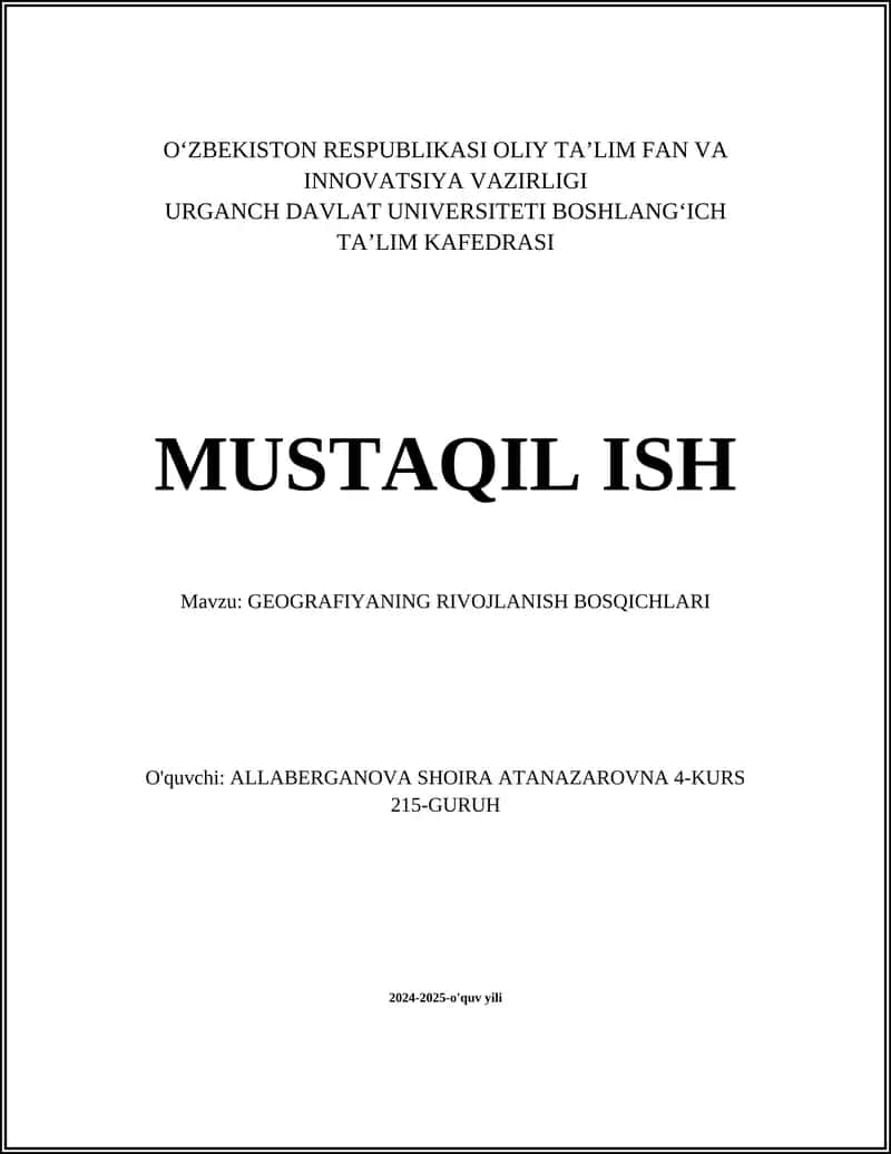 GEOGRAFIYANING RIVOJLANISH BOSQICHLARI