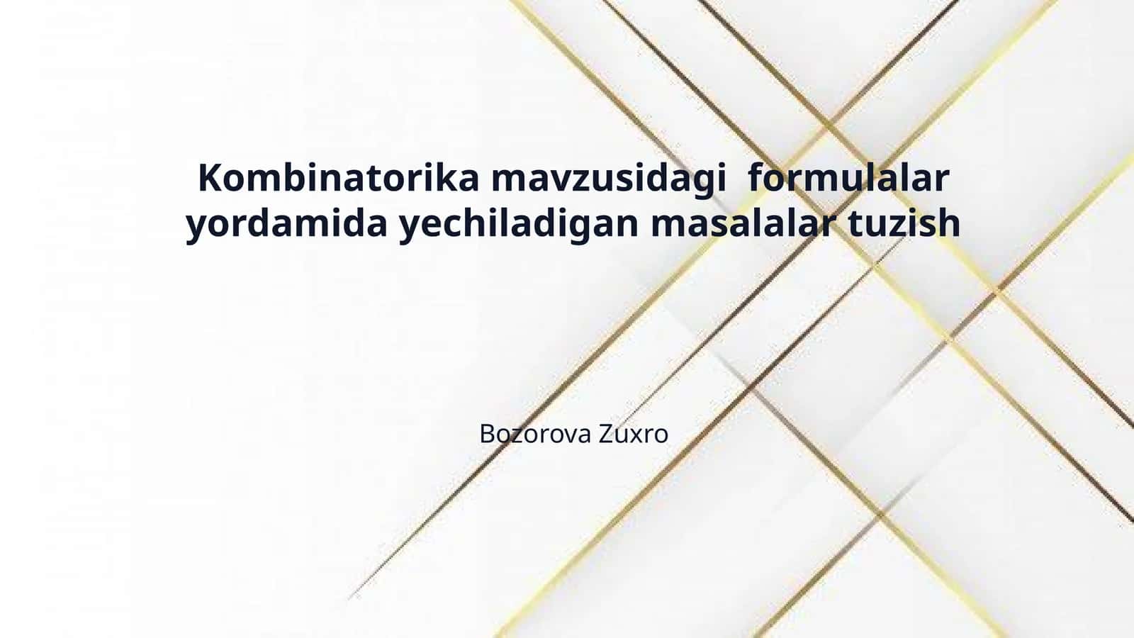 Kombinatorika mavzusidagi formulalar yordamida yechiladigan masalalar tuzish