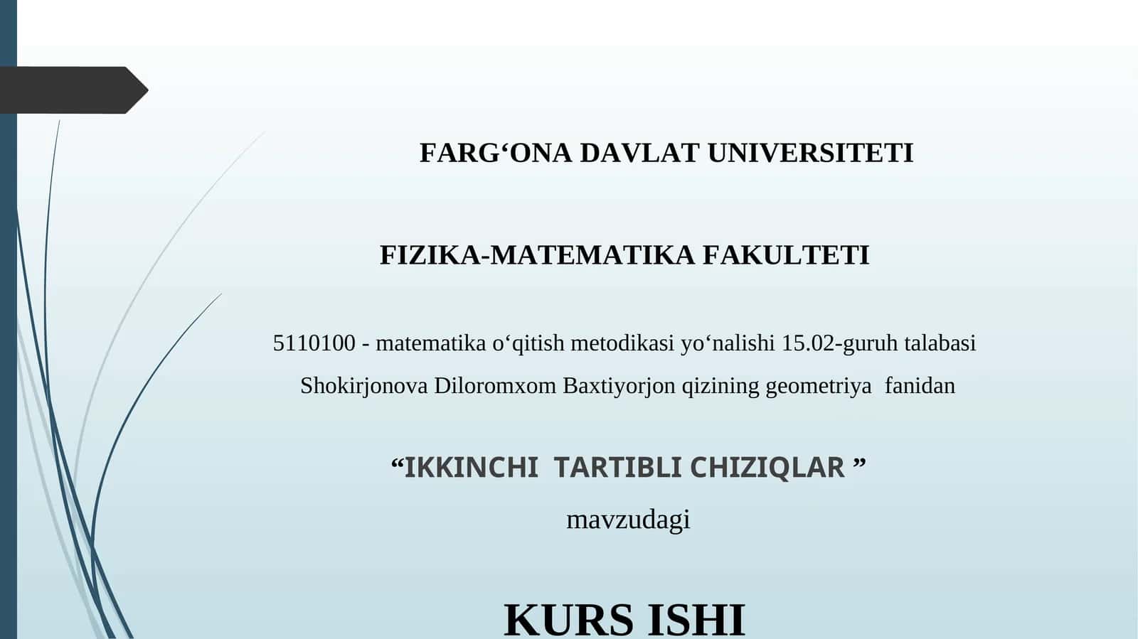 IKKINCHITARTIBLICHIZIQLAR