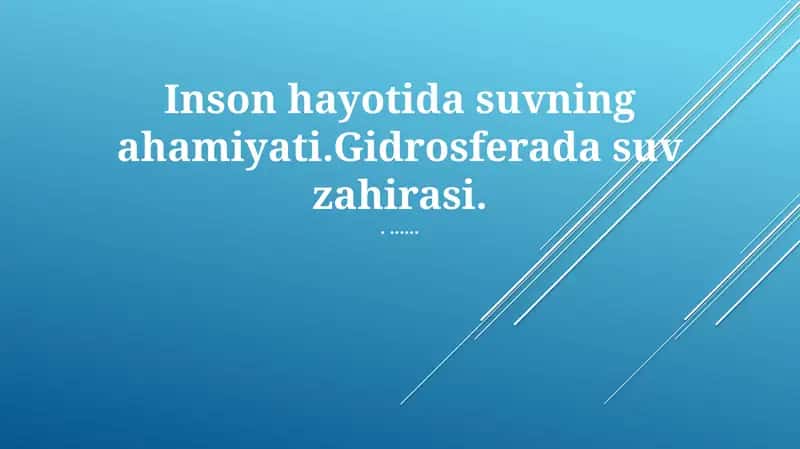 Yer sharining suv zahiralari