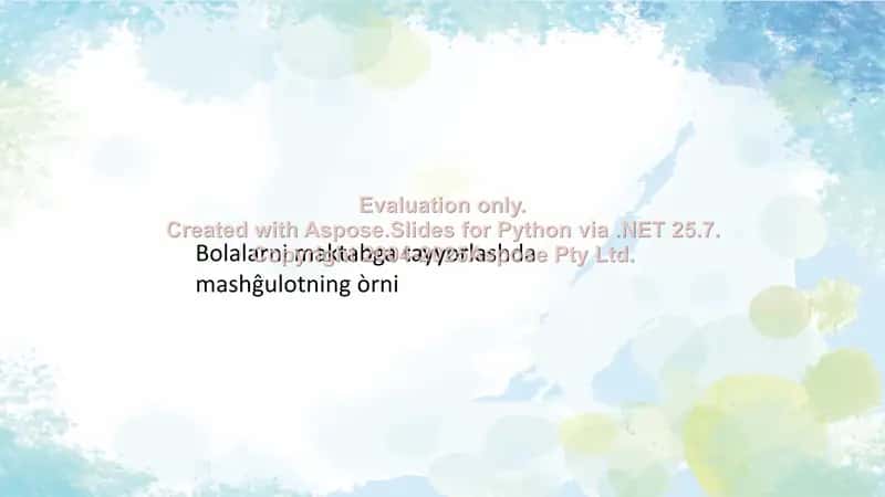 Bolalarni maktabga tayyorlashda mashg'ulotning o'rni