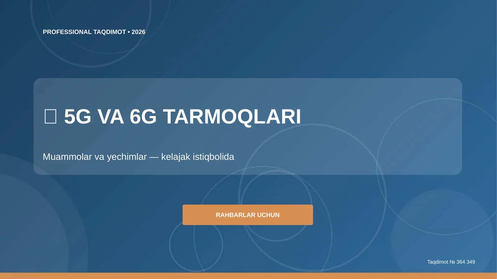 5G va 6G tarmoqlari: muammolar va yechimlar