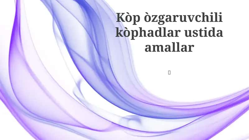 O'zgaruvchan Koeffitsientlar