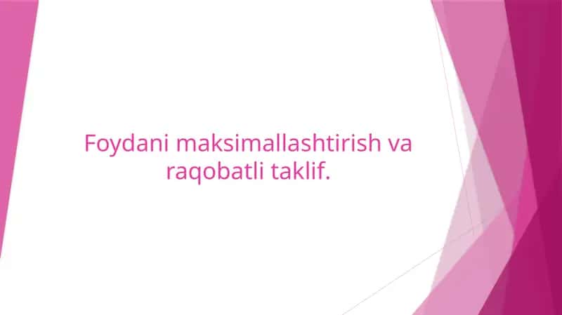 Foydani maksimallashtirish va raqobatli taklif