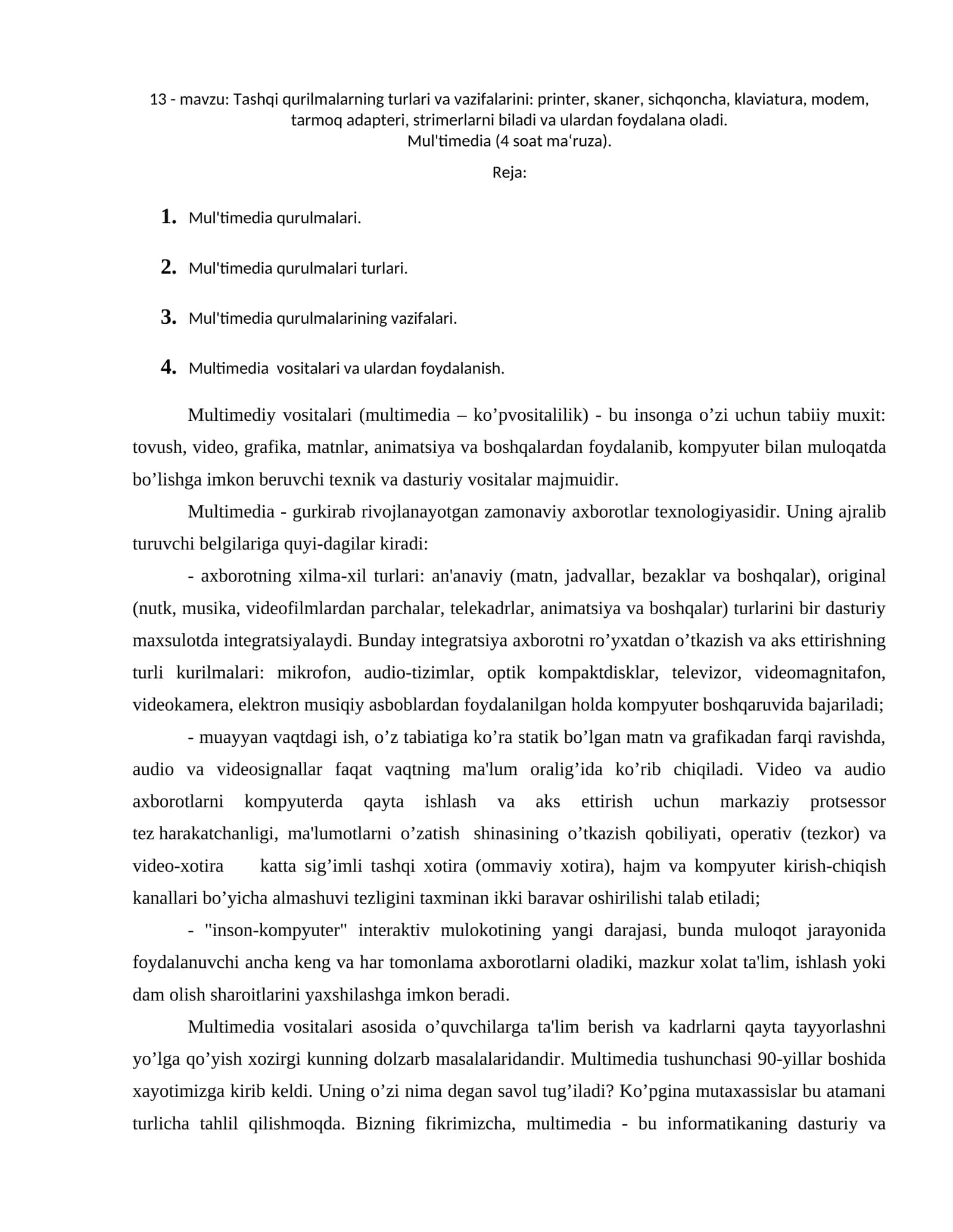 Multimedia qurulmalar