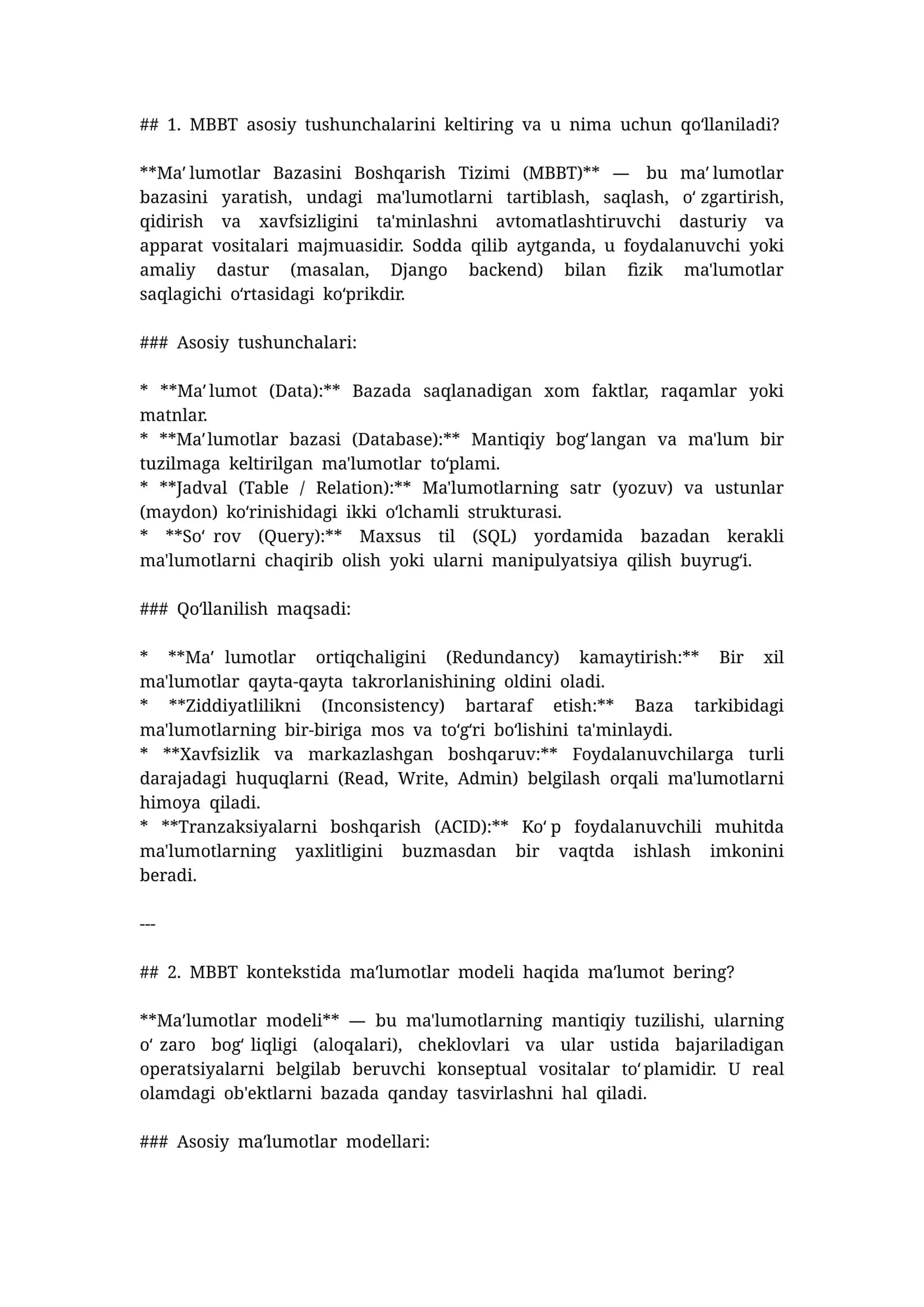 MBBT asosiy tushunchalarini keltiring va u nima uchun qo‘llaniladi?