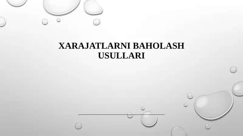 Xarajatlarni tahlil qilish va tasniflash usullari