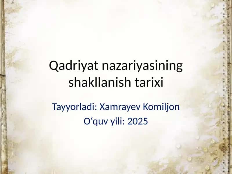 Qadriyat nazariyasining shakllanish tarixi
