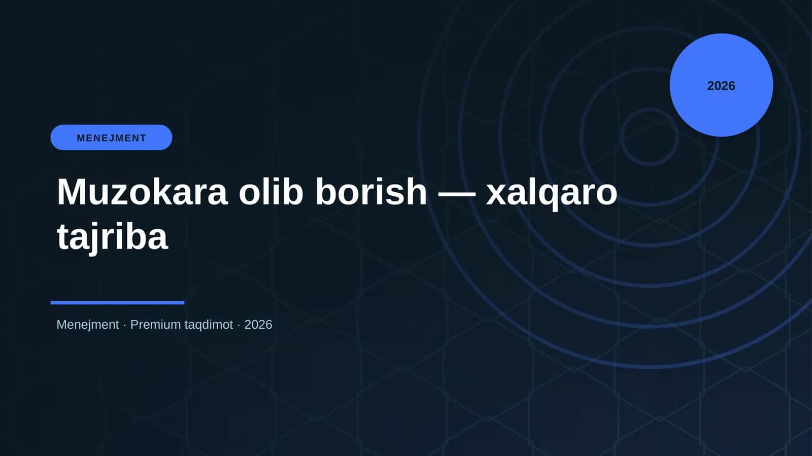 Muzokara olib borish — xalqaro tajriba