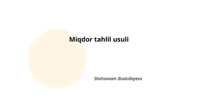 Miqdor tahlil usuli