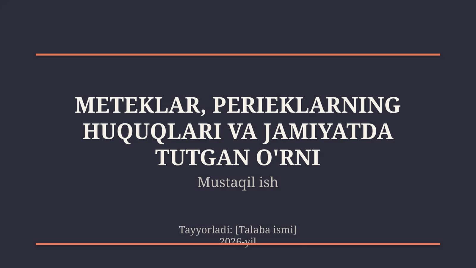 Meteklar, perieklarning huquqlari va jamiyatda tutgan o'rni