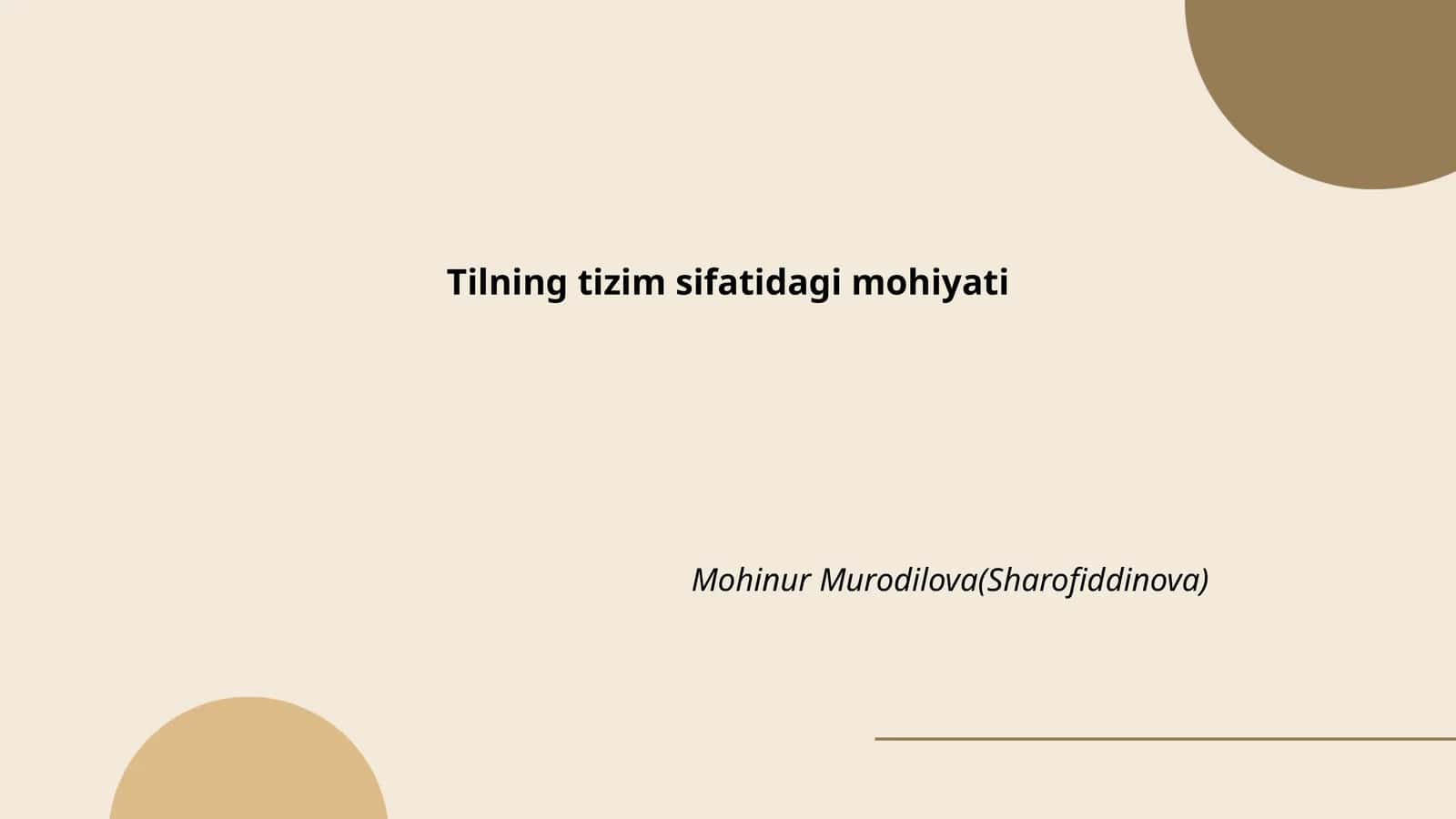 Tilning tizim sifatidagi mohiyati
