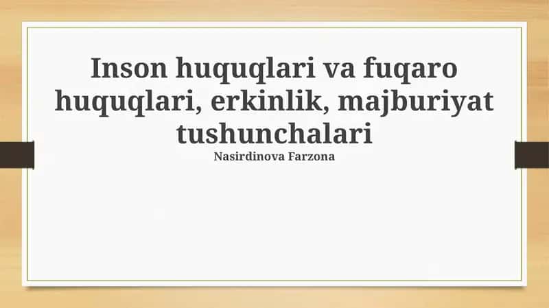 Inson huquqlari va fuqarolik huquqlari