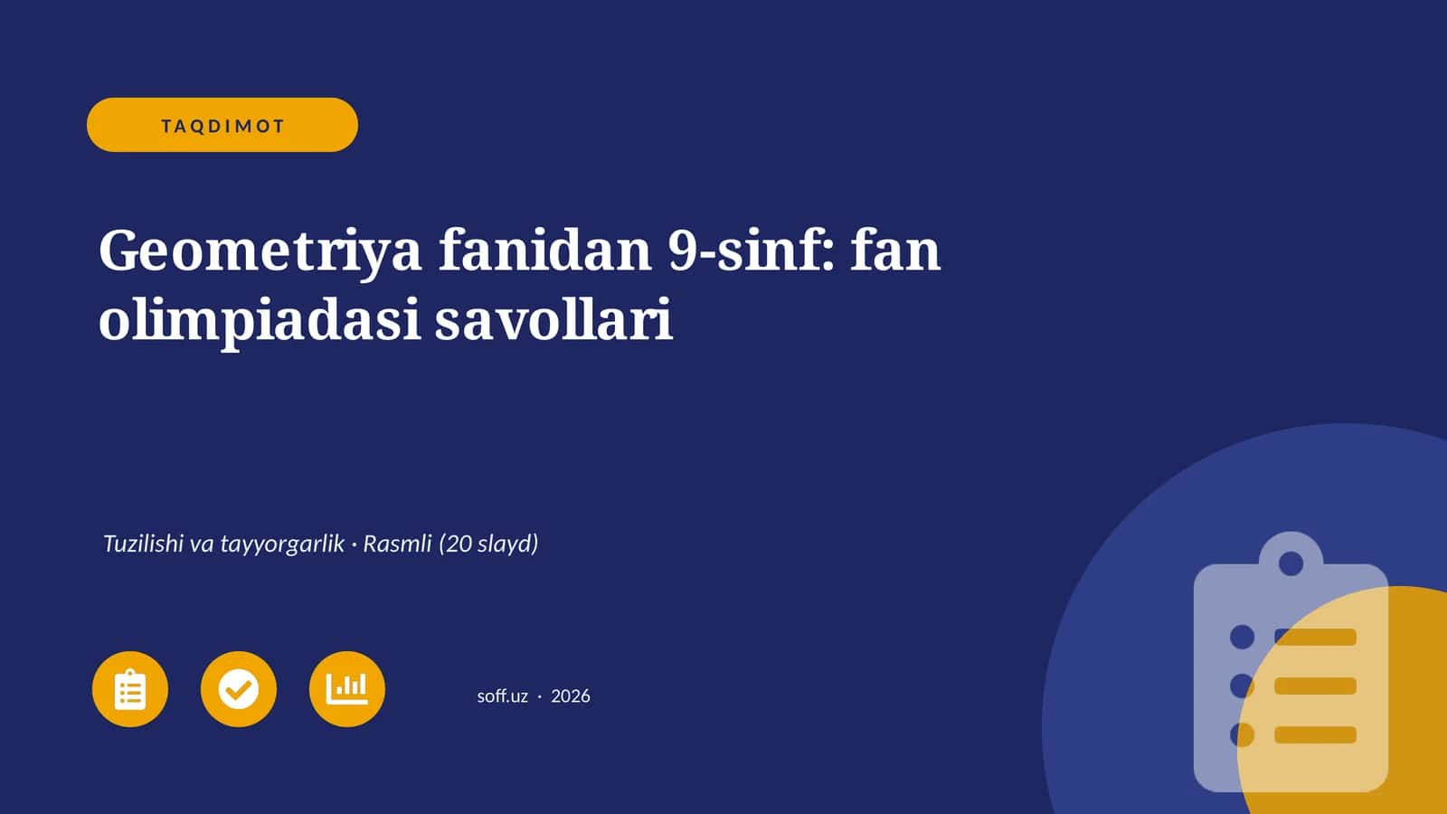 Geometriya fanidan 9-sinf: fan olimpiadasi savollari