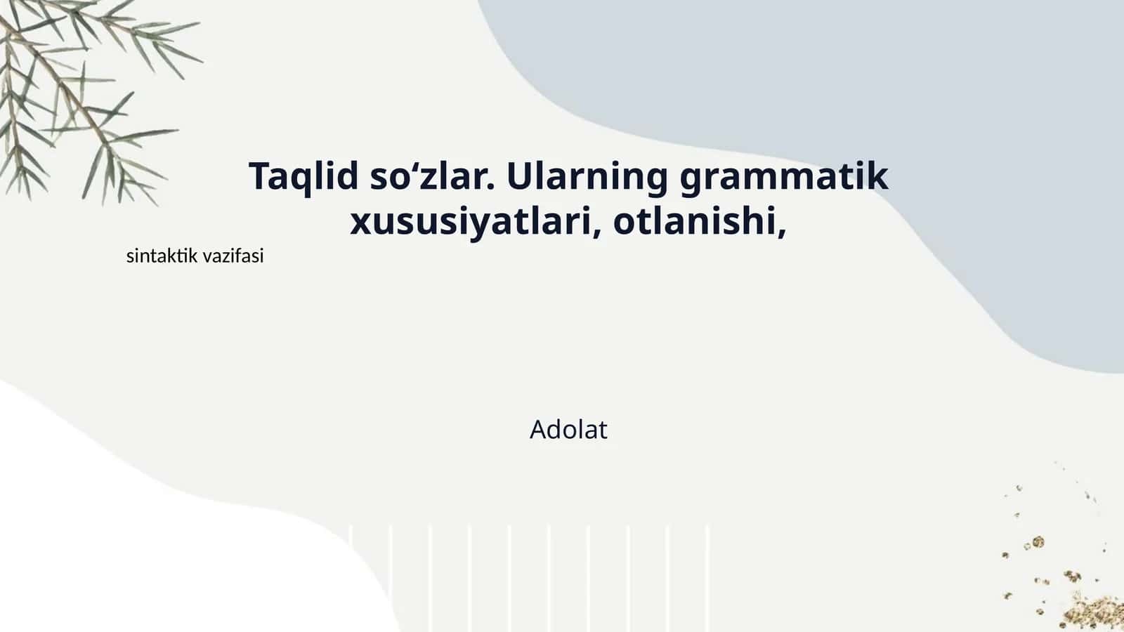 Taqlid so‘zlar. Ularning grammatik xususiyatlari, otlanishi,