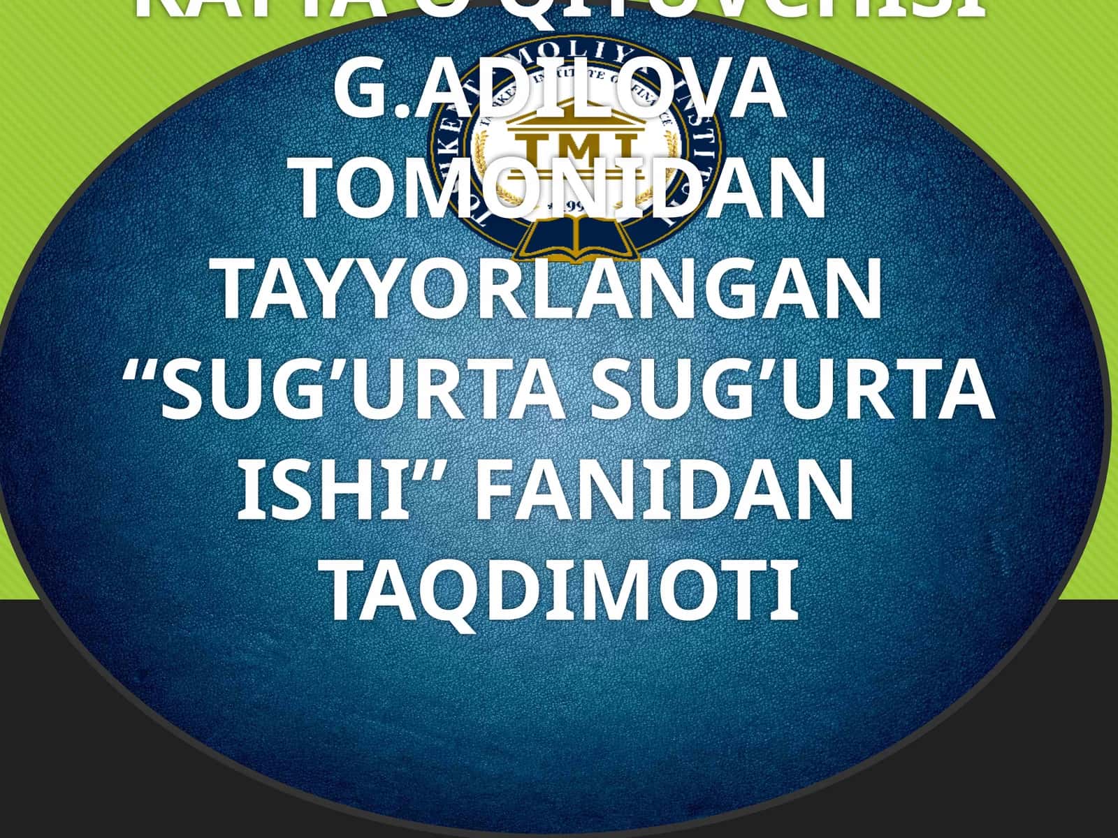 Sug‘urta ishi fanidan taqdimoti