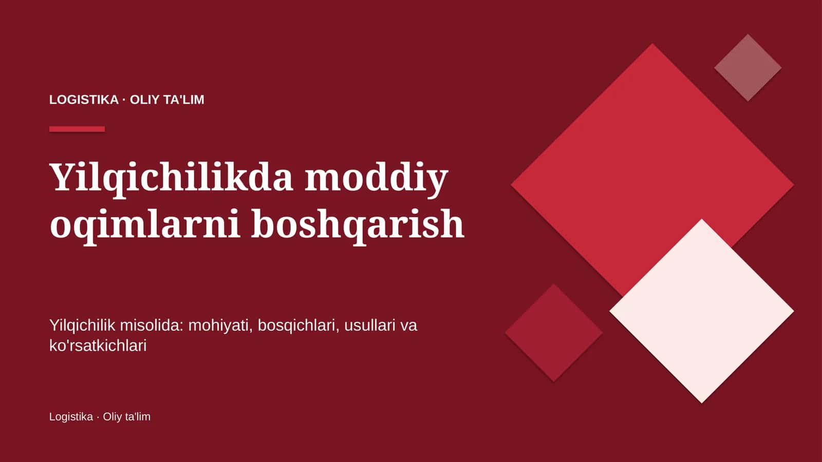 [Yilqichilikda moddiy oqimlarni boshqarish]
