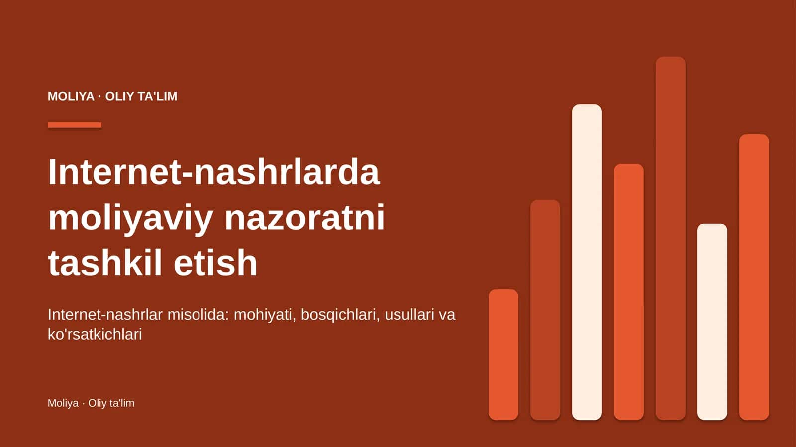 Internet-nashrlarda moliyaviy nazoratni tashkil etish