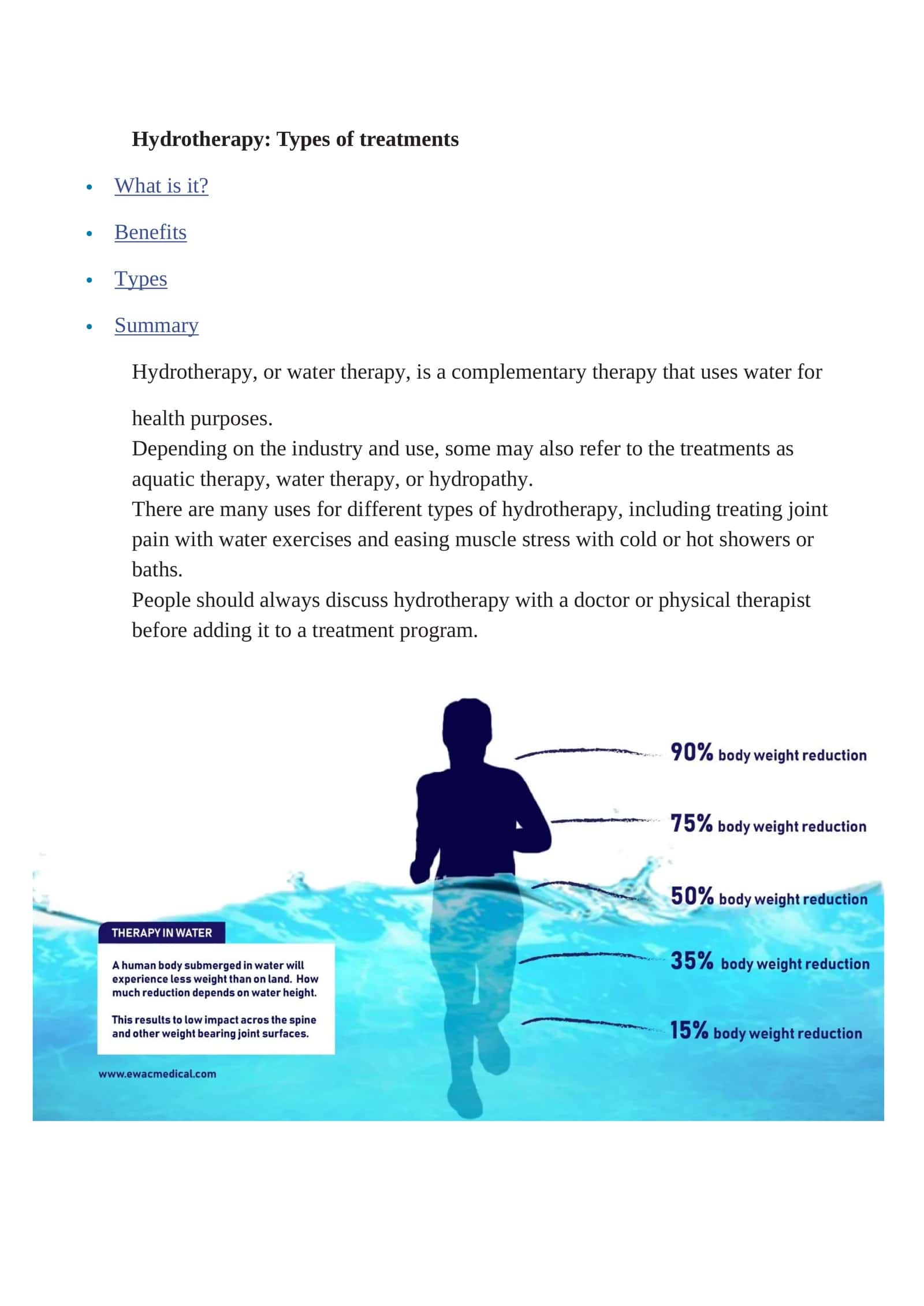 Hydrotherapy: Types of treatments