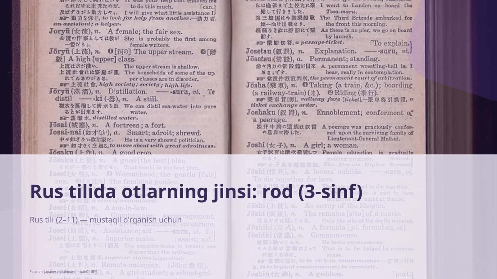 Rus tilida otlarning jinsi: rod (3-sinf)