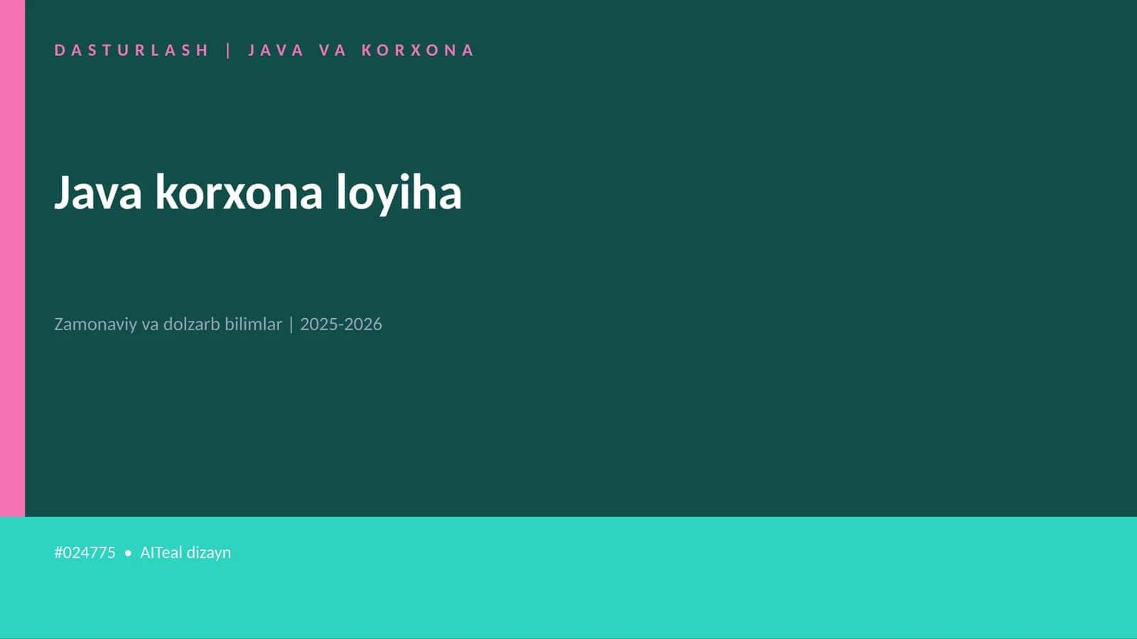 Java korxona loyiha