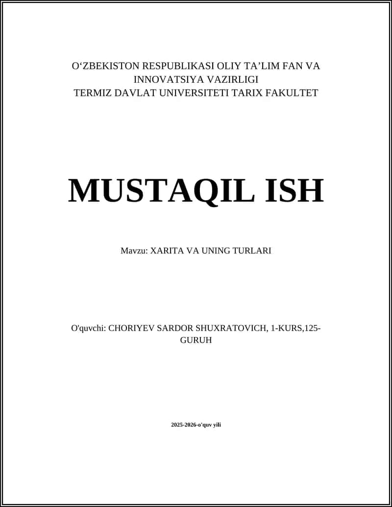 XARITA VA UNING TURLARI