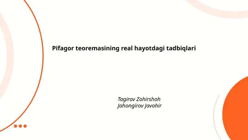 Pifagor teoremasining real hayotdagi tadbiqlari