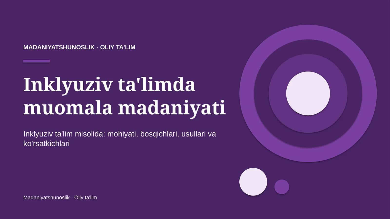 [Inklyuziv ta'limda muomala madaniyati]