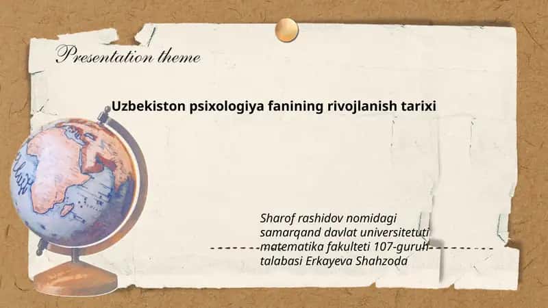 Uzbekiston psixologiya fanining rivojlanish tarixi