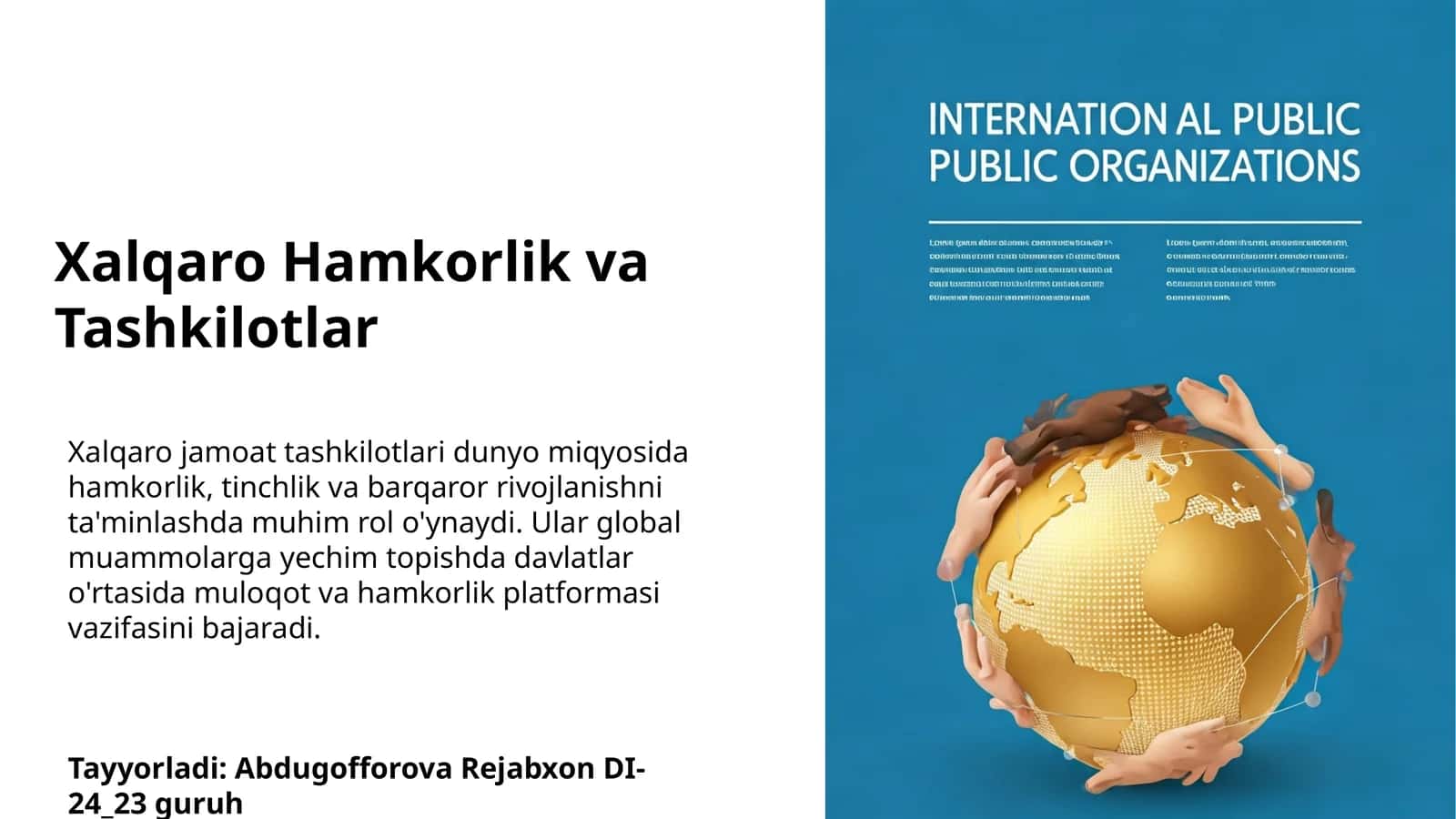 Xalqaro Hamkorlik va Tashkilotlar