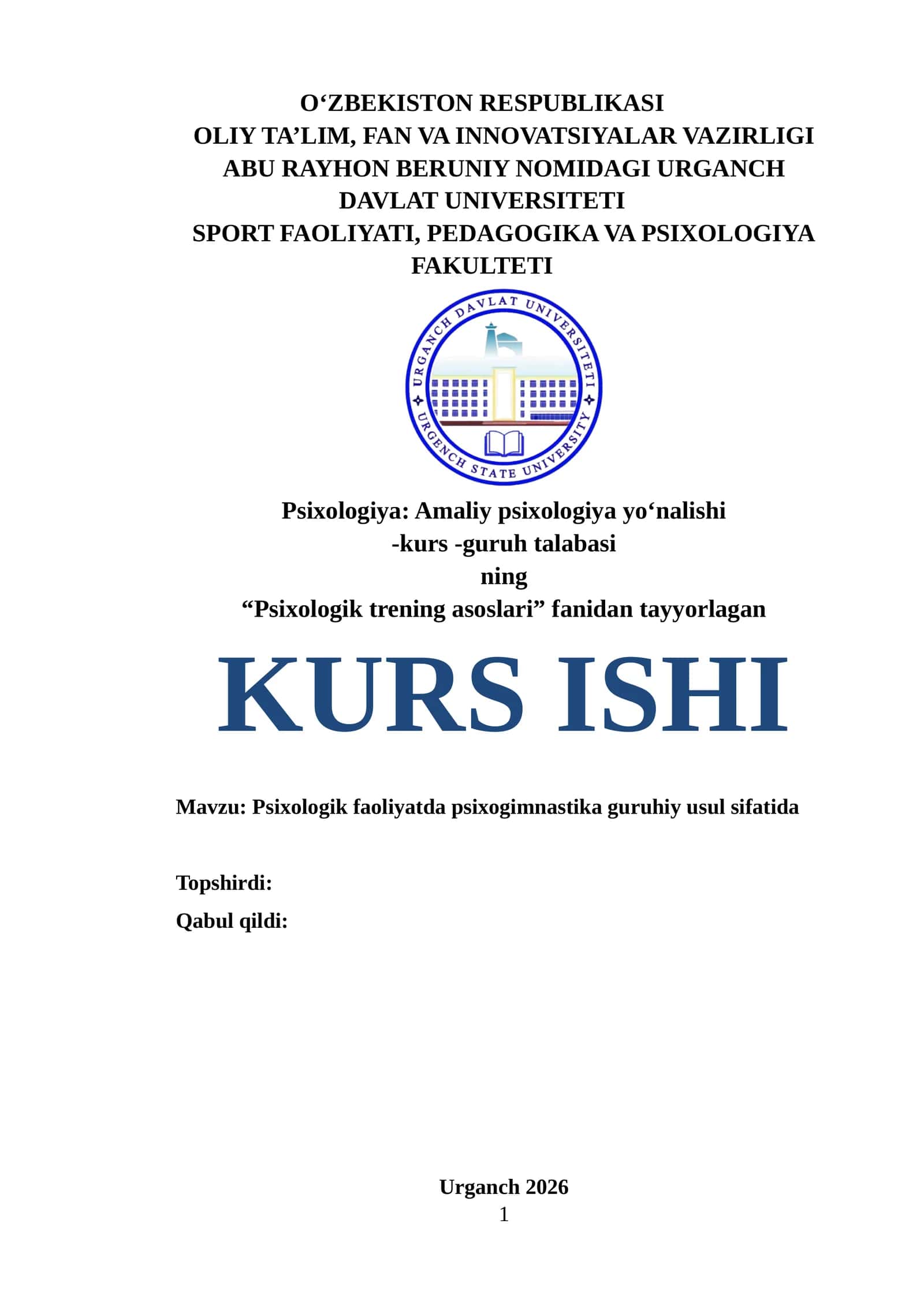Psixologik faoliyatda psixogimnastika guruhiy usul sifatida