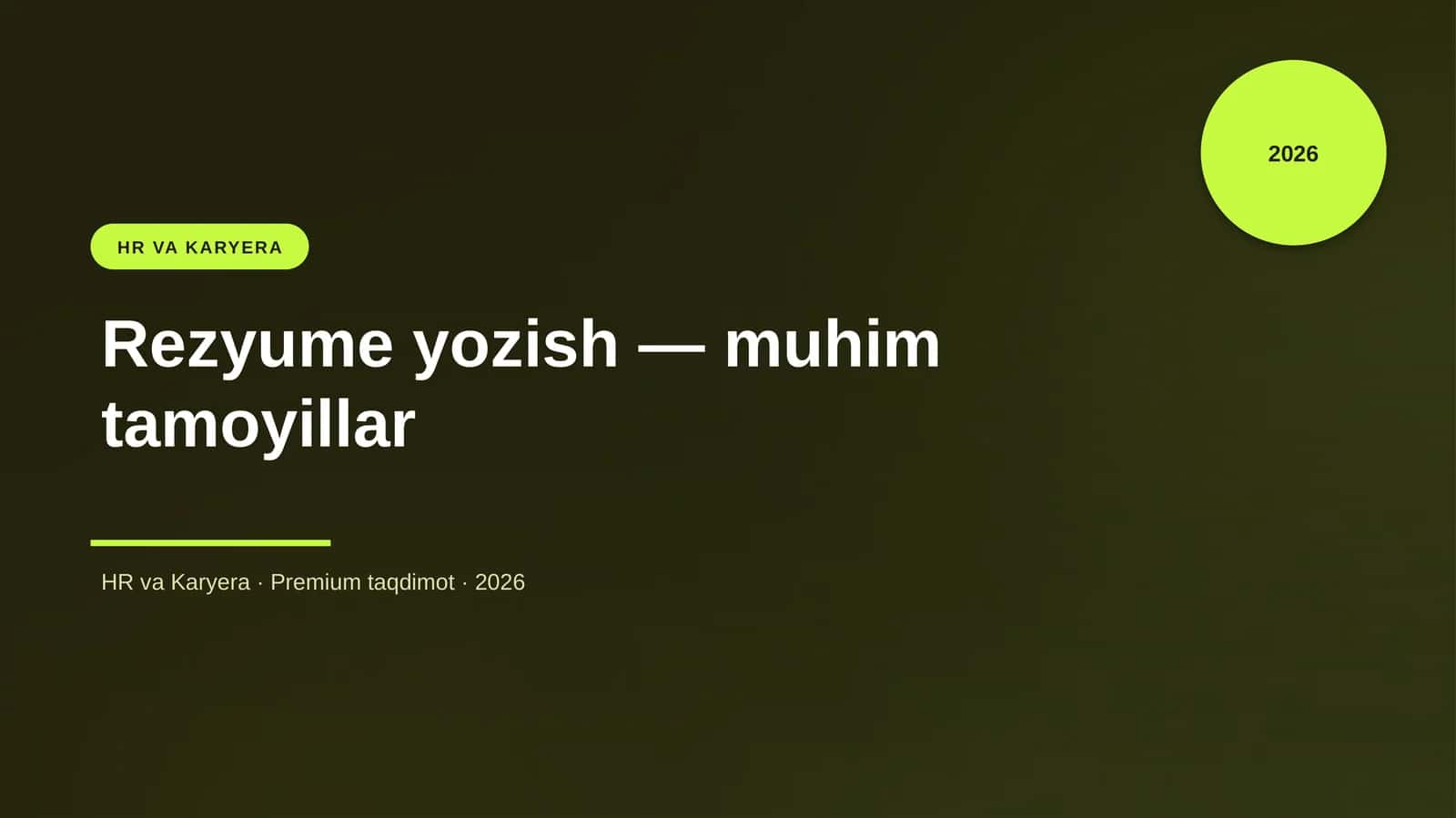 Rezyume yozish — muhim tamoyillar