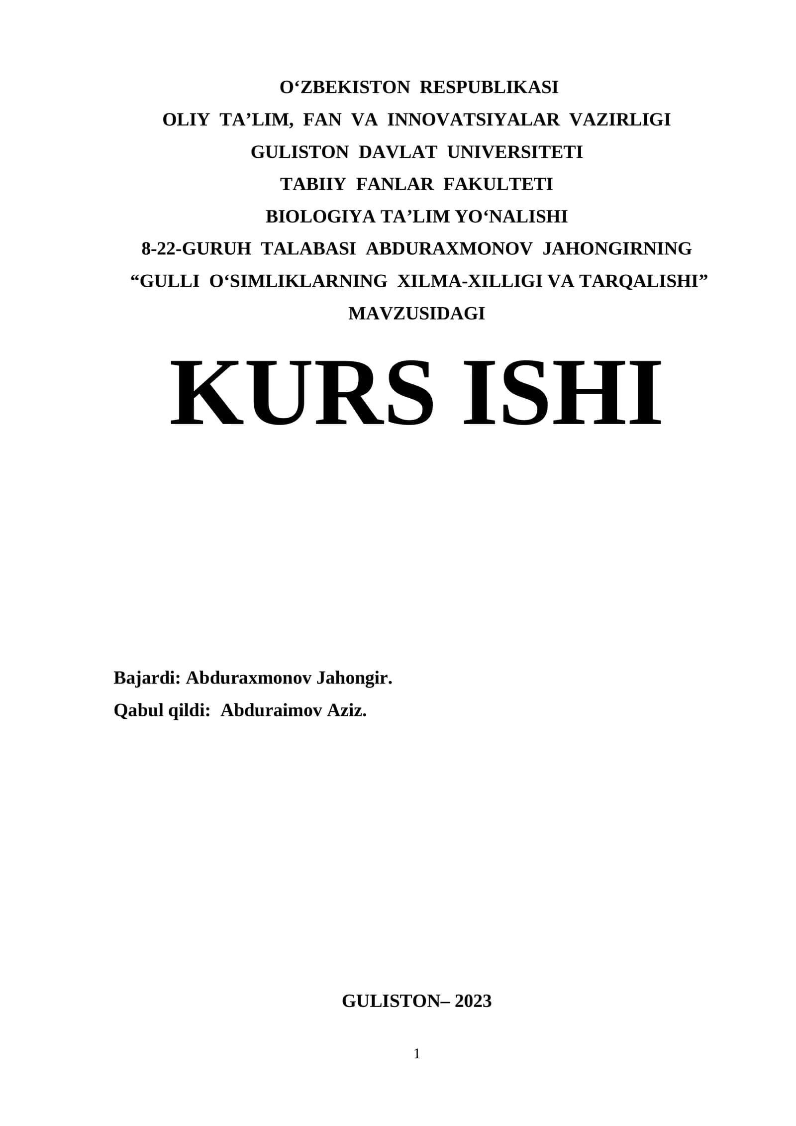 Gulli O‘simliklarning Xilma-Xilligi va Tarqalishi