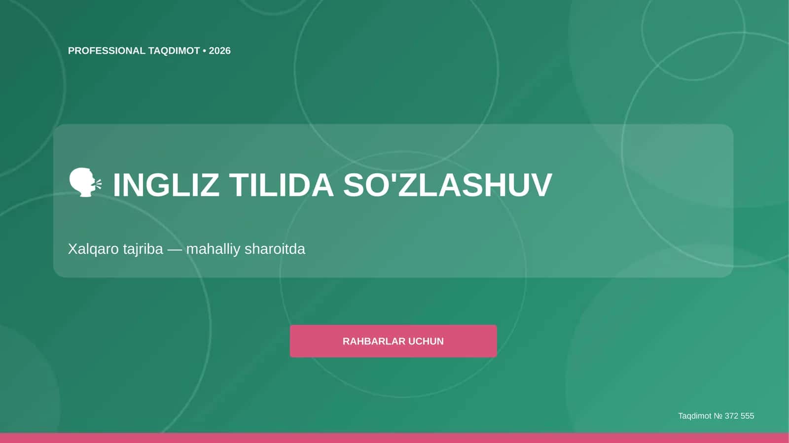 INGLIZ TILIDA SO'ZLASHUV