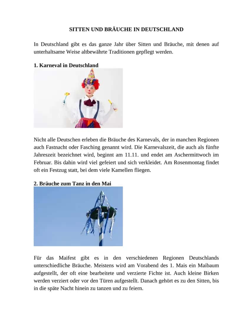SITTEN UND BRÄUCHE IN DEUTSCHLAND
