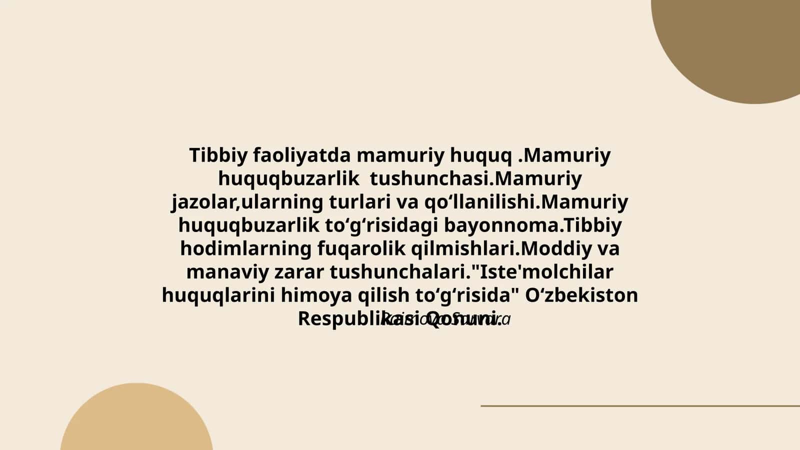 Tibbiy faoliyatda mamuriy huquq
