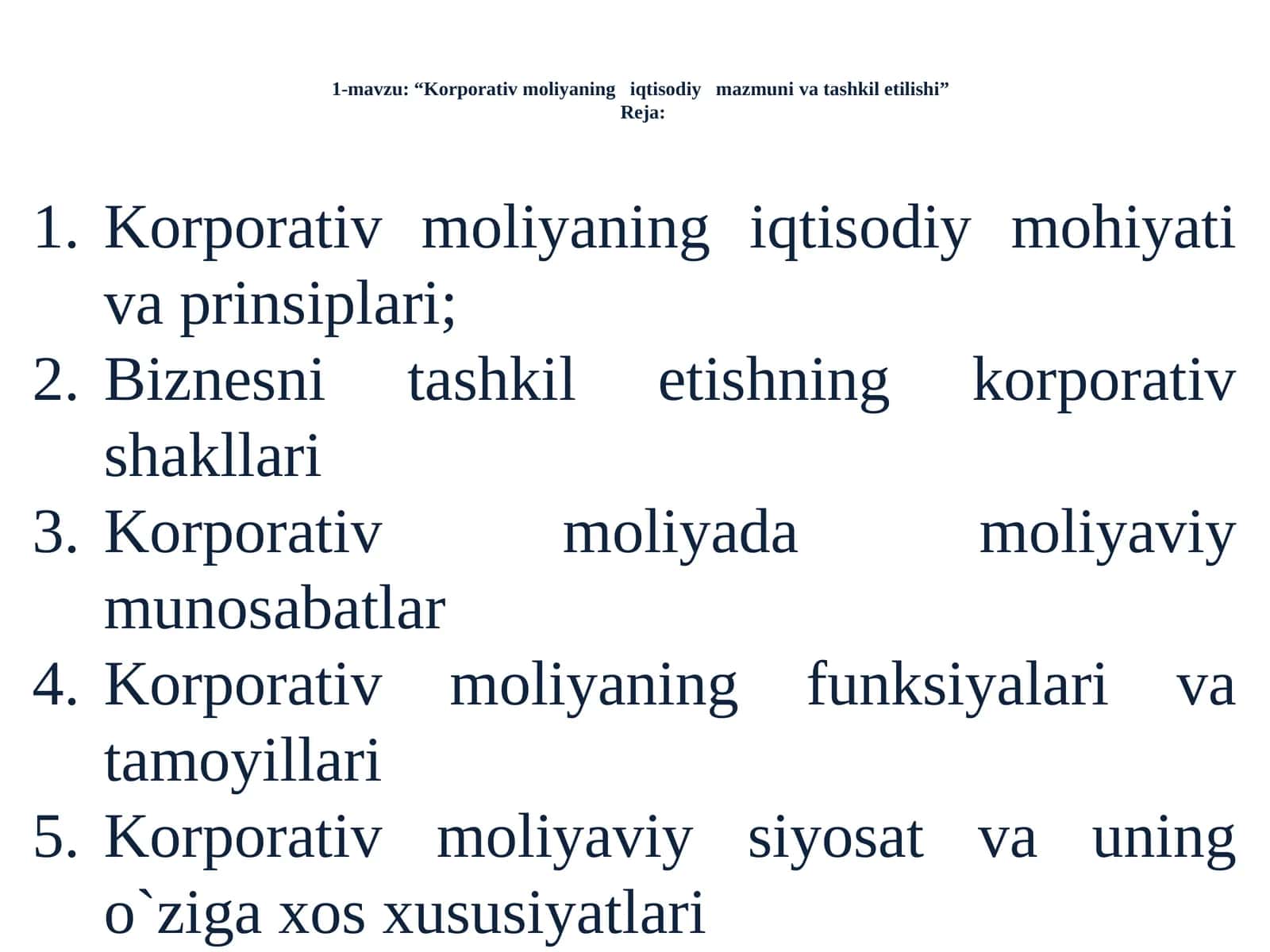 Korporativ moliyaning iqtisodiy mazmuniva tashkiletilishi