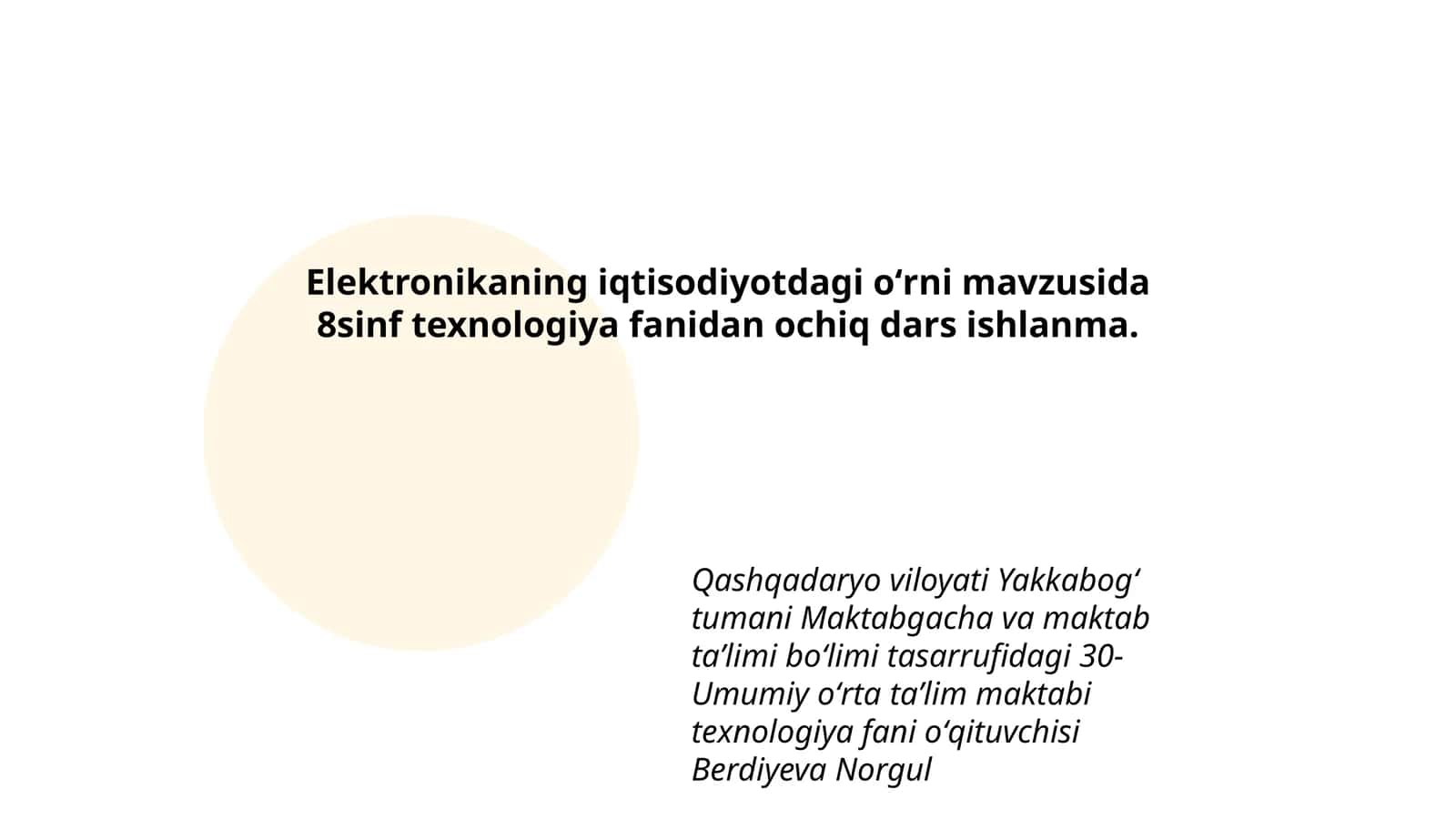 Elektronikaning iqtisodiyotdagi oʻrni