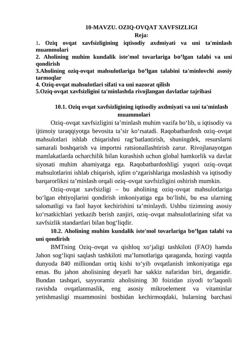 Oziq-ovqat xavfsizligi