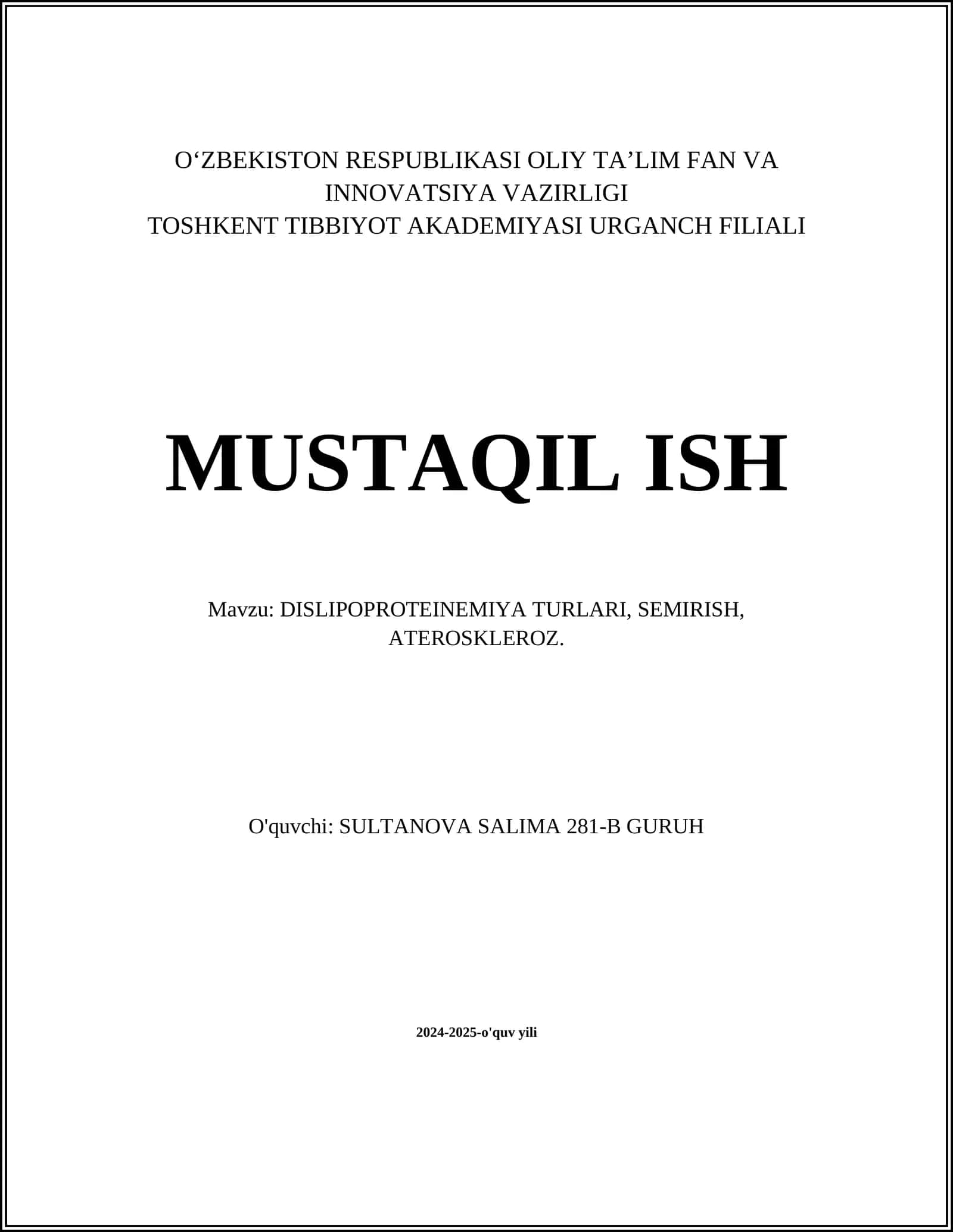 DISLIPOPROTEINEMIYA TURLARI