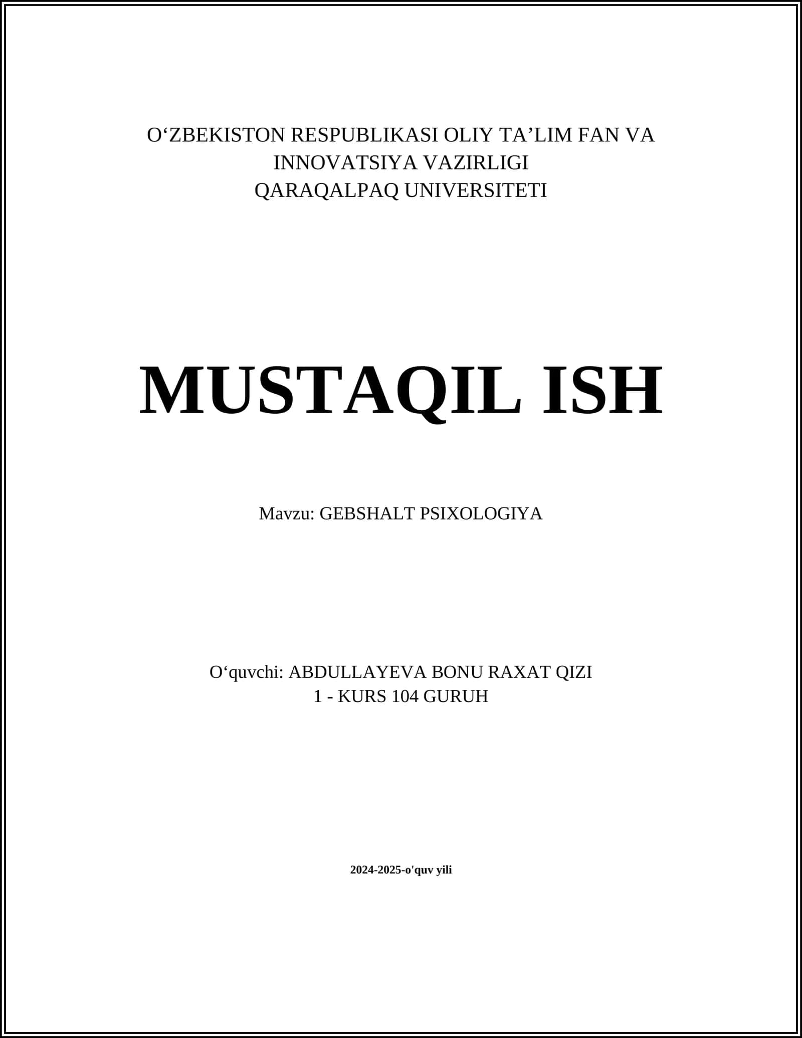 GEBSHALT PSIXOLOGIYA