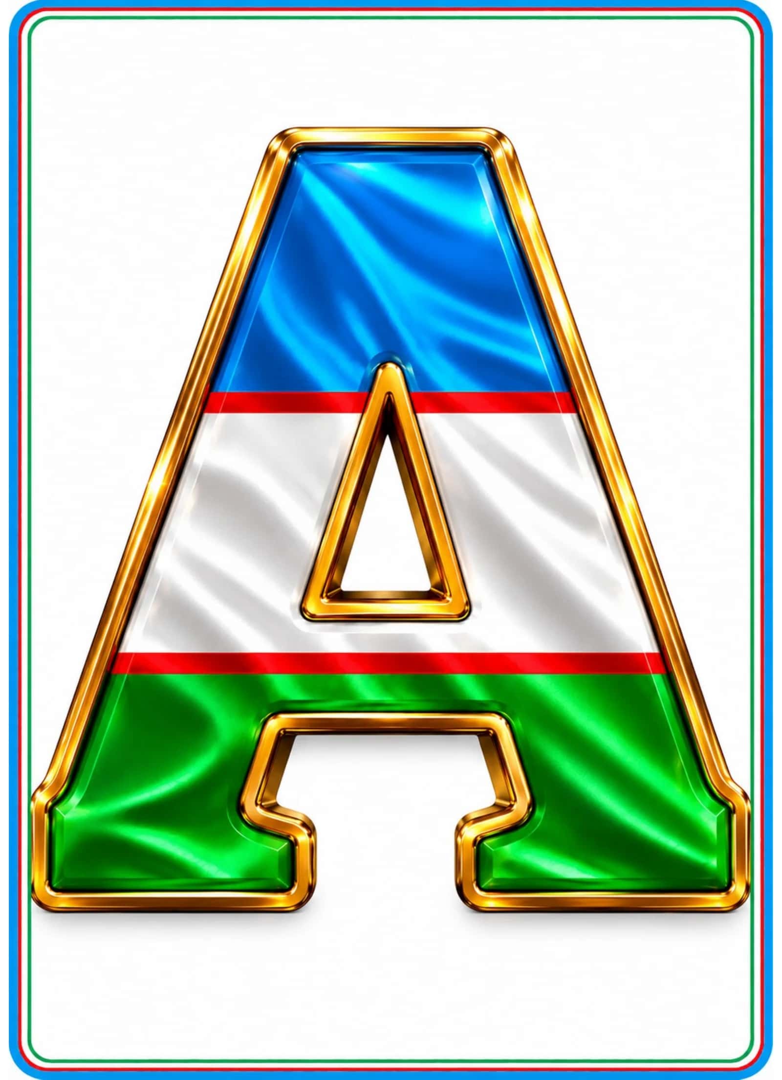 Harflar bayroq fonida. Ğ, Ş, Ö, Ç (Yangi alifbo bilan)