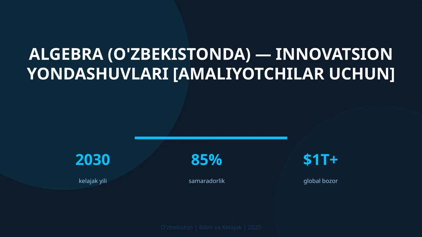 Algebra (O'zbekistonda) — innovatsion yondashuvlari [amaliyotchilar uchun]