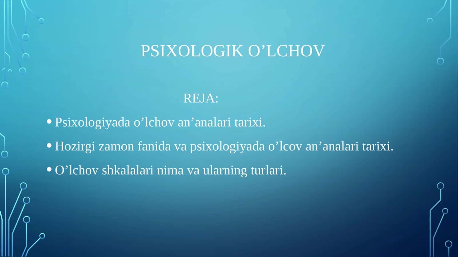 PSIXOLOGIK O’LCHOV